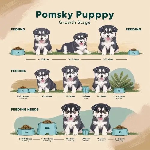 Pomsky feeding 